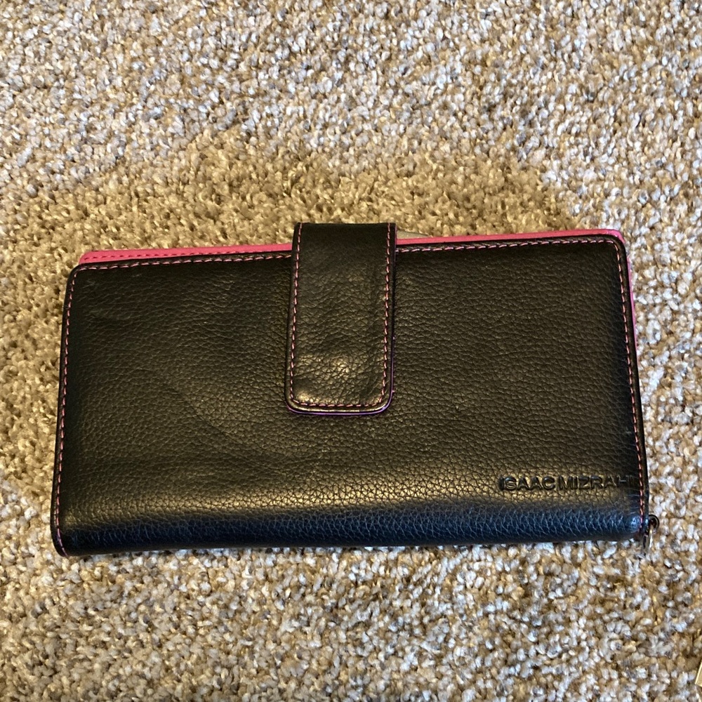 Isaac Mizrahi Black Wallet with Pink Accent